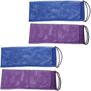 IWOWHERO 4pcs Long Bath Towel Exfoliating Body Skin Cleaning Towels for Smooth Supple Skin Blue and Purple for Cleansing and Exfoliation