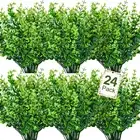 24 Bundles Artificial Greenery Stems Fake Plants Outdoor UV Resistant Faux Plast