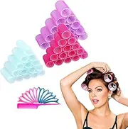 49 Pack of Large Hair Rollers - Easy to Use - 12 Clips and 1 Comb Included - Heatless Hair Curlers No Heat are Great for All Hair Types/Lengths - Less Damage No Heat Curlers Hair Roller