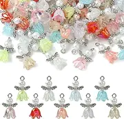 [UR URLIFEHALL] Guardian Angel Charms Colourful Beads with Fairy Wing Charms for Jewellery Making DIY Crafts Keyrings Party Home Decor