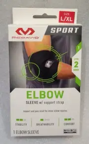 MCDAVID SPORT LARGE ELBOW COMPRESSION SLEEVE W/ SUPPORT STRAP FOR TENNIS ELBOW
