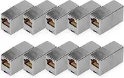 DIGITUS DN-93901 - RJ45 Coupler Cat 5e - Pack of 10 - LAN Cable Extension - Cat5e Network Cable Connector - PoE Compatible - Modular Coupling - for Switch, DSL, Modem, Router, PC - Silver