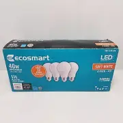EcoSmart B7A19A40WESD14 40W Dimmable LED Light Bulb Soft White 4 pack | New