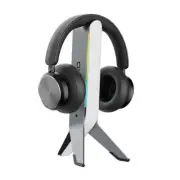 White RGB Headphones Stand for Desk - Gaming Headset Stand - Aux - USB Tripod