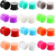 [Decentraland] 12 Pairs 3 mm(8 G) Mixed Color Silicone Double Flared Solid Ears Gauges Tunnels Set Soft Ear Stretcher Expander Plugs Gage Stretching Earrings Body Piercing Jewelry Kit Women Men