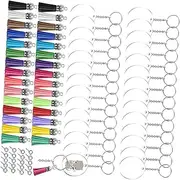 SEWACC 1Set DIY Tassel Keychain Set of Acrylic Discs Tassels for Custom Key Ring Pendants for Creative Projects Personal Accessories