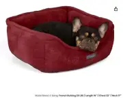 Nandog Dog Cat Pet Cloud Reversible Cozy Bed Burgundy Red Breeds up to 25lb NEW