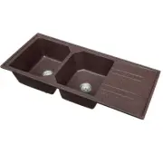 Kitchen Sink Stone Sink Granite Quartz Basin Double Bowl COFFEE With Drainboard