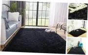 Area Rugs for Living Room, Super Soft Fluffy Fuzzy Rug for 5x8 Feet Black