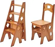 4 Step Library Step Stool, Folding Step Ladder Chair, Home Ladder Chair Multi-Functional Folding Ladder Chair Indoor Ascending Ladder Chair for Adults Office Home Kitchen Outdoor(Orange,A)
