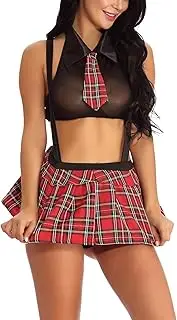 [Generic] Costume Lingerie for Women Women Plaid Collar Lace Underwear Strap Skirt Sexy Student Underwear Two Piece Set Plus Size Womens Pajamas