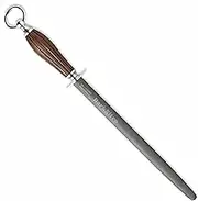 F. DICK DarkNitro 71103302 Sharpening Rod (Sharpening Steel 30 cm Special Coating for High Abrasion, Hard Knife Sharpener Oval Magnetized Handle Oak Wood Made in Germany)