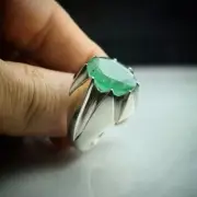 Natural Emerald Ring Oval Cut Big Lovely Christmas Ring Unique Silver Ring