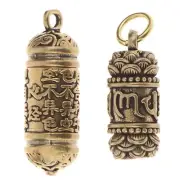 Brass Buddha Bottle Sutra Cylinder Pendant Keychain Vintage Pill Box Container