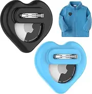 DDJ for Apple Airtag Holder for Kids Hidden with Safety Pin, 2 Pack for Air Tag GPS Tracker Case, Anti Lost Silicone Cover for AirTag, for Kids, Elderly, Luggage, Backpack, Cloth (Black+Blue)
