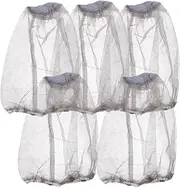 WESIEVYA 5pcs Insect Hat Mosquito Net for Bed Camping Mesh Net Fishing for Camping Travel Hat Mosquito for Flies Mesh Grey