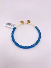 Alex and Ani blue beaded gold tone bangle bracelet