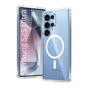 For Samsung Galaxy S25 Ultra Case, Clear Magnetic, Hard Back Protective Cover, Compatible with MagSafe Accessories