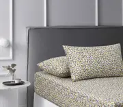 Lisa Teal Washed Cotton Printed Fitted Sheet Set