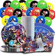 Super Hero Party, Boy's Birthday Party Table decorations,80Pcs Party Tableware Set, Hero Party Supplies Set with Plates;Cups; Napkins und Balloons