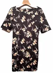 White House Black Market Scuba Sheath Anthurium Floral Print Size 6 S $150