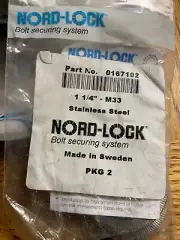 Stainless Seel tNord-Lock Wedge Lock Washer, Fits Bolt Size 1-1/4 In