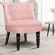 ALFORDSON Wooden Armchair Accent Chair with Solid Wood Legs, Velvet Fabric Upholstery Cushion Lounge Sofa for Reading Bedroom Living Room, 180KG, Pink