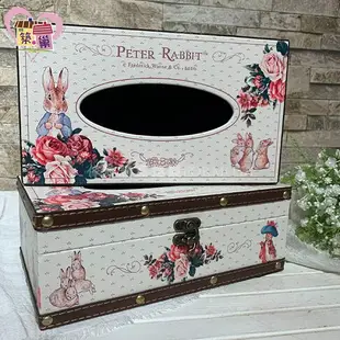 《正版授權》Peter Rabbit 彼得兔皮革掀蓋式玫瑰面紙盒 不怕摔紙巾盒 桌上收納置物盒 開店交換禮物【築巢傢飾】