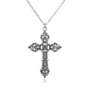 Women Wen Vintage Gothic for Cross Pendant Long Chain Necklace Choker Punk