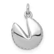 Solid 14k White Gold 1/15ct. Simulated CZ Fortune CooKie Pendant