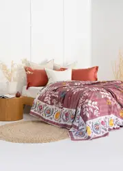 Kantha Quilt Indian Quilt Block Print Quilt Bedspread Bohemian Boho Cotton Throw Quilt Handmade Blanket Doona King Size 005