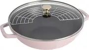 Staub Cast Iron Perfect Pan, Dutch Oven, 4.5-quart, serves 4-5, Made in France, Peony Pink