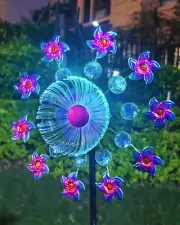 Solar Flower Wind Spinner Whirligig Kinetic Outdoor Lawn Patio Yard Garden Decor