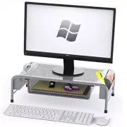 Metal Desk Monitor Stand Riser with Organizer Drawer Silver