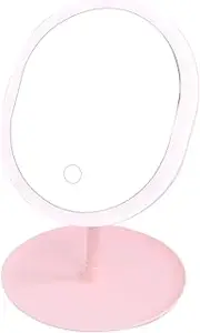 Makeup Mirror with Lamp Replenish Light Rechargeable Dormitory Desktop Mirror Multicolor95 3 Gears Round Base