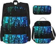 [CADREWY] Stars Print Travel Bag Adjustable Shoulder Straps Lunch Bag Pencil Case Large Capacity Bag, Black, One Size