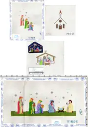 CHOICE: Custom Painted NEEDLEPOINT Canvas Christmas Manger Scene Church 3 Kings