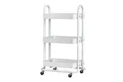 Artiss Storage Trolley Kitchen Cart 3 Tiers Rack Shelf Organiser Wheels White
