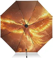 [PDZRMY] UV Protection Travel Umbrella Phoenix Fire Fantasy Compact for Rain and Sun - Auto Open and Close UPF 50+ Windproof Portable 46” Sun Umbrella for Women and Men