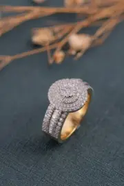 Luxury 8.5Ct Alternative Round-Baguette Moissanite Men Birthday Silver Gift Ring