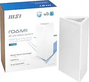 MSI Roamii BE Lite Mesh System - 1 Pack (WiFi 7, BE 5000, Up to 5,800 sq.ft. of Coverage, Supporting 120+ Devices, 2.5Gbps Ethernet Port, MU-MIMO MLO)