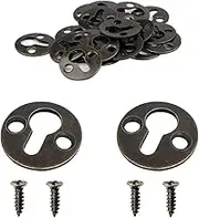 Adiyer 50pcs Round 25mm / 1-inch Mortise Type Metal Keyhole Hangers Shelf Brackets Picture Frame Hanging Plate (Antique Bronze)