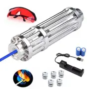 1MW 450nm Blue Light Pointer Pen Rescue Burning Beam Light Outdoor With Battery