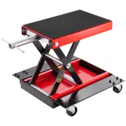 ✅500KG Motorcycle Motorbike Scissor Lift Jack Stand on Trolley w/ Swivel Wheels