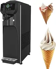 3.8L Commercial Soft Serve Ice Cream Machine – 16L/H Fast Production, Makes 5-8 Cones at Once, One-Touch Auto Clean, Smart Touch Screen & Stainless Steel Mixer – for Shops, Cafes,Black