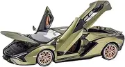 Scale Finished Model Car 1:18 for Lamborghini Sian New Energy Supercar Alloy Diecast Car Model Pull Back Vehicles Series Miniature Replica Car(Green)