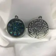 Kaleidoscope~ Tree Of Life Glass Cabochons 1" Silver Bezel Pendant New 1454