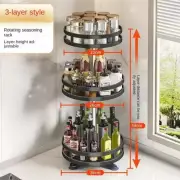 360°Rotation Spice Rack Organizer for Jar Cans Spices Kitchen Accessories
