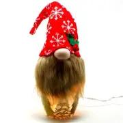 Stony Creek Decorative Lighted Glass Gnome with Red Snowflake Hat 7" Vase SSG05C