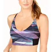 Nike Line Up Cross-Back Long-Line Bikini Top Multicolor Swimwear Pink Size XS